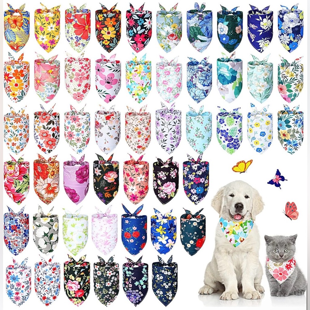 Floral Pet Bandanas- 5 count!